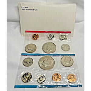 1973 PDS Uncirculated Coin United States US Mint With 2 IKEs! 13 Coins